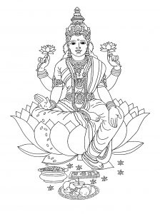 Laxmi goddess Cartoon clip art, Clip art, Line art drawings