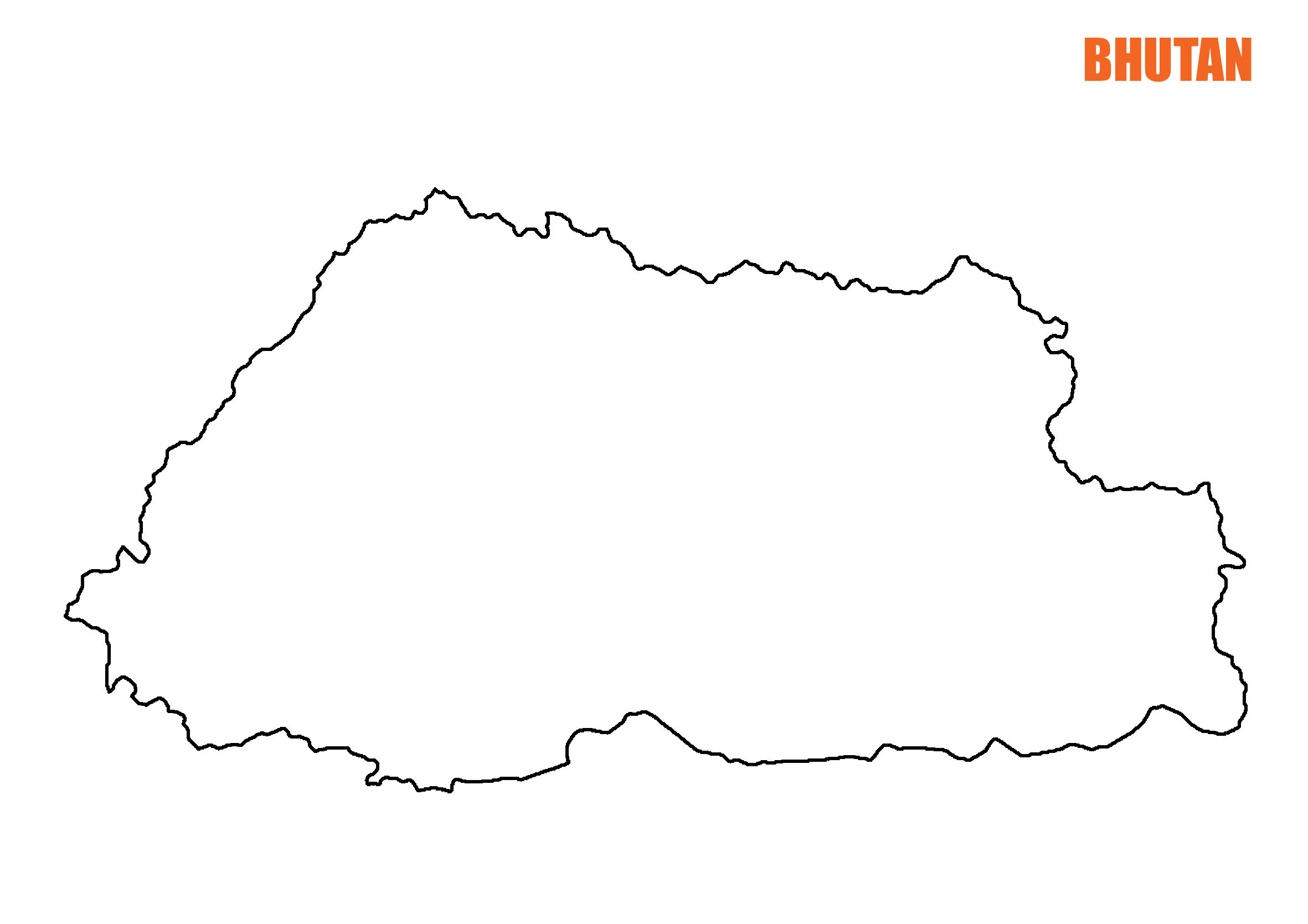 outline map of bhutan