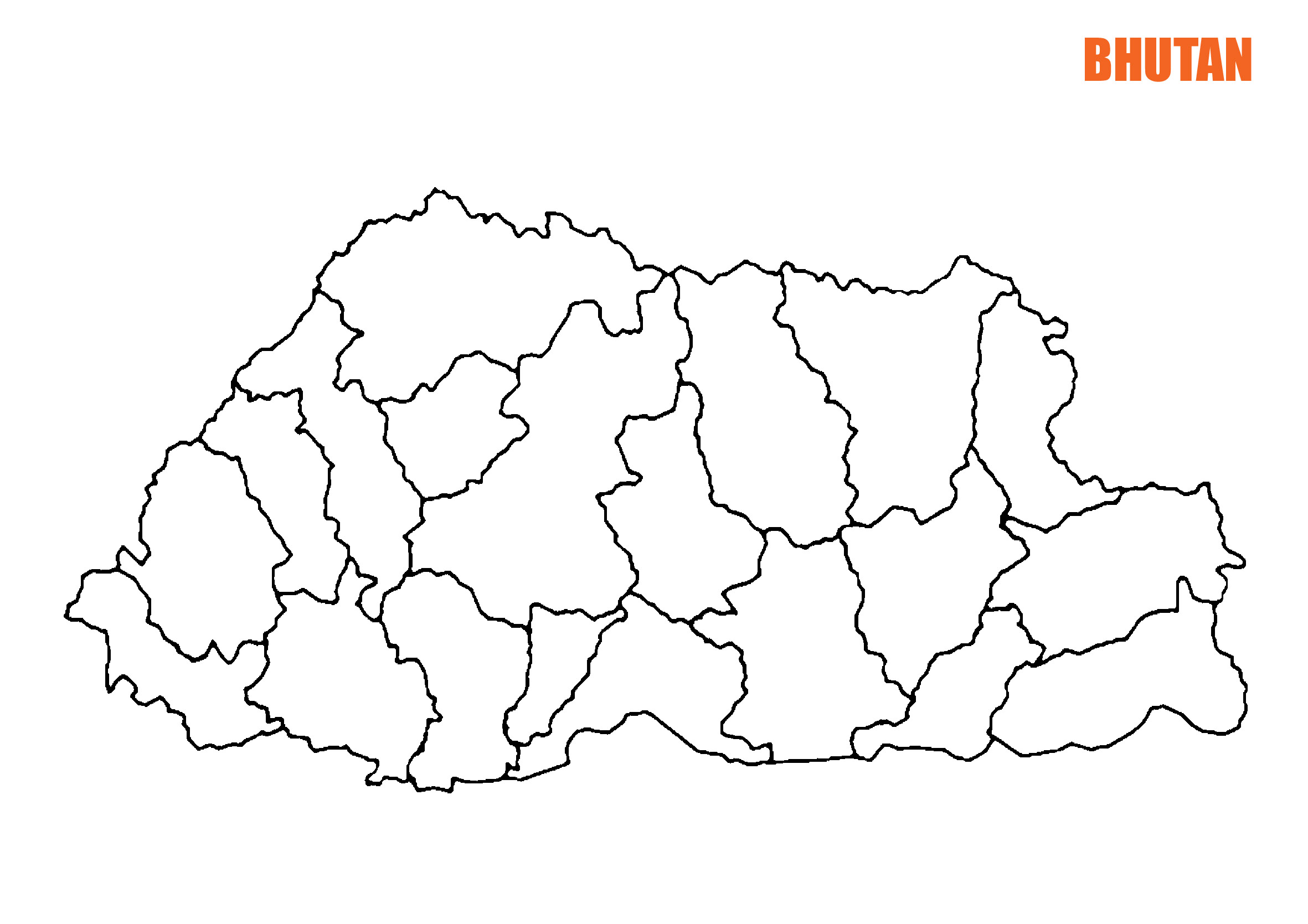 Bhutan map ouline