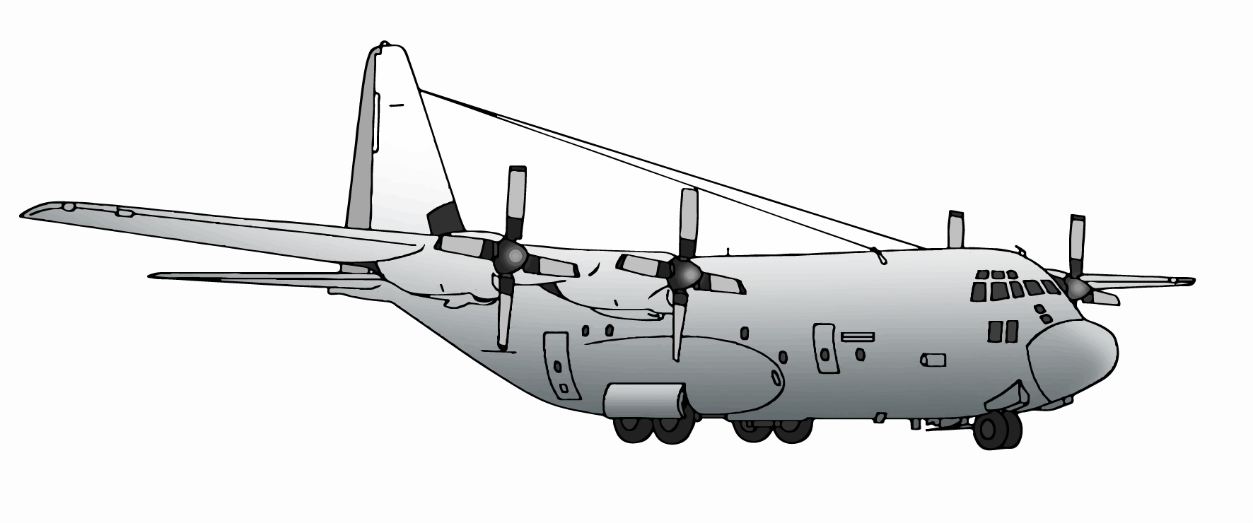 Lockheed C-130 Hercules drawing illustration clipart
