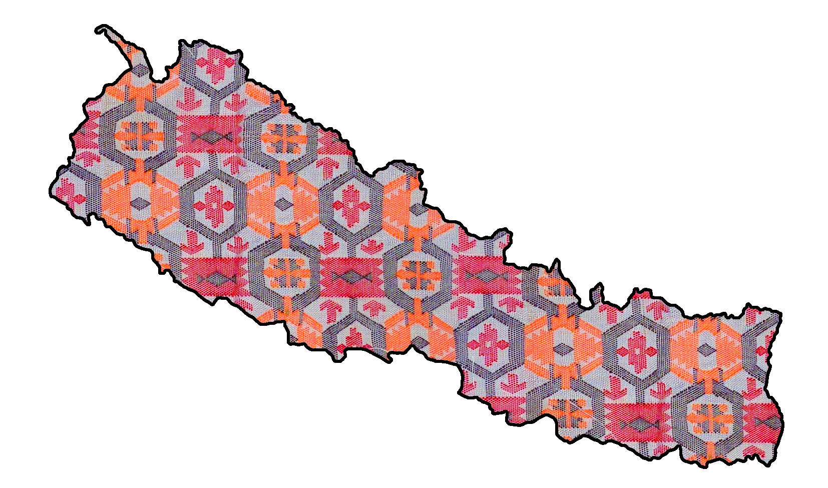 Map of Nepal with Dhaka Patterns