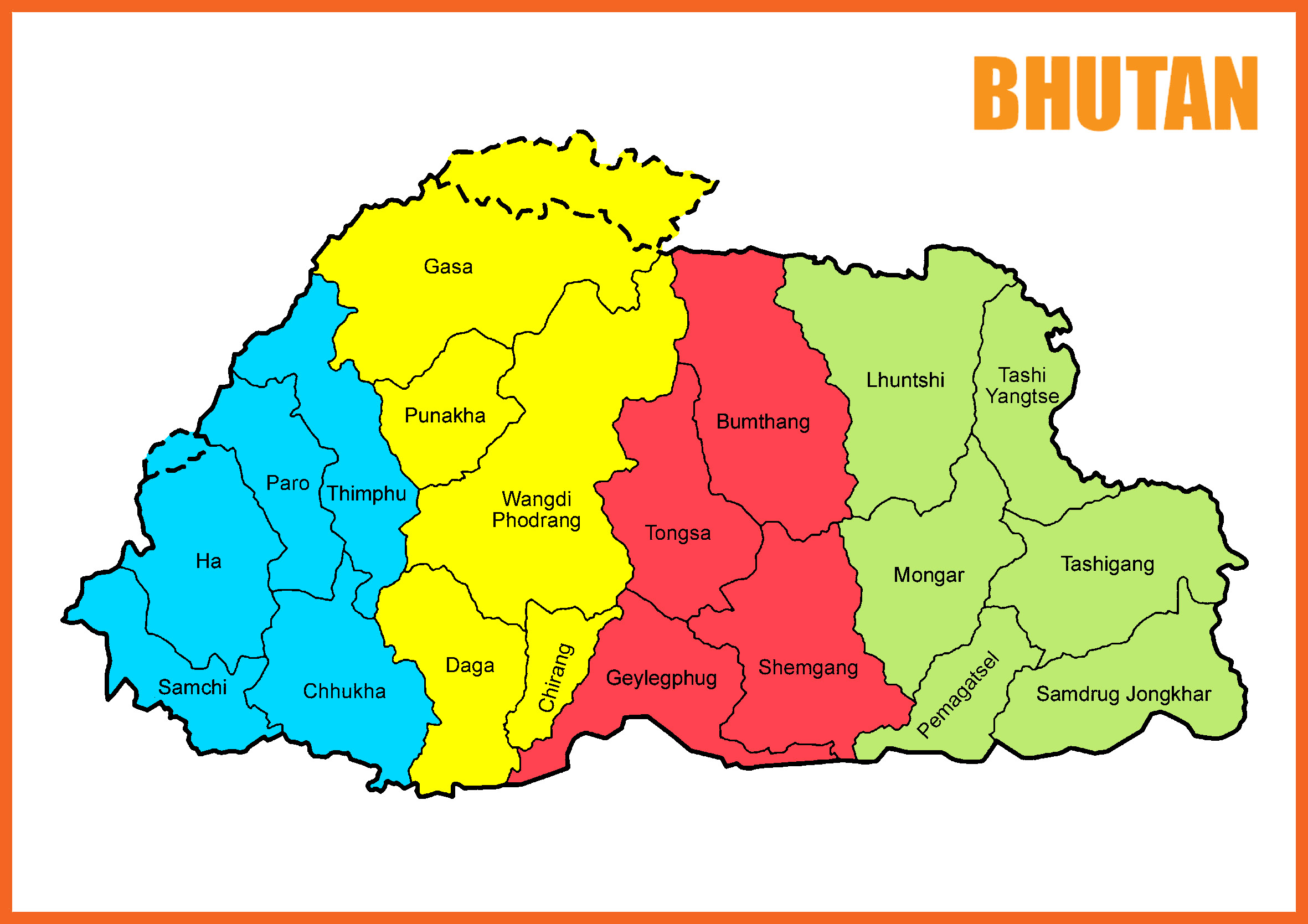 bhutan zones map