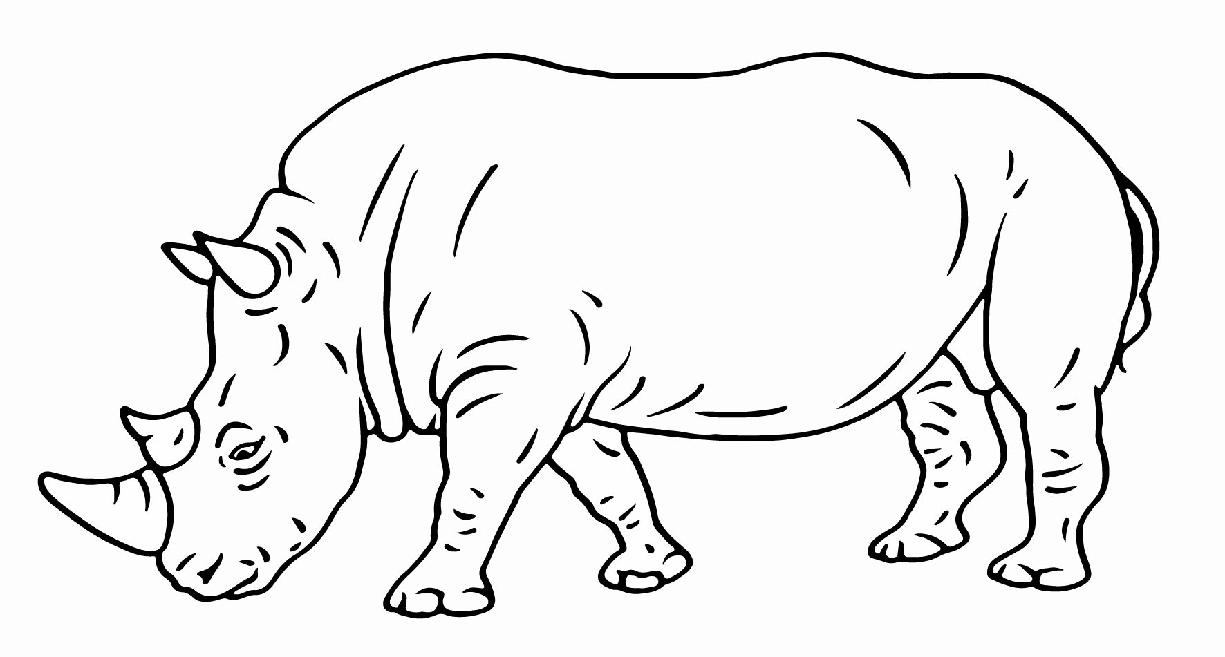 African rhino. African two horn rhino outline clipart drawing illustration free downlaod