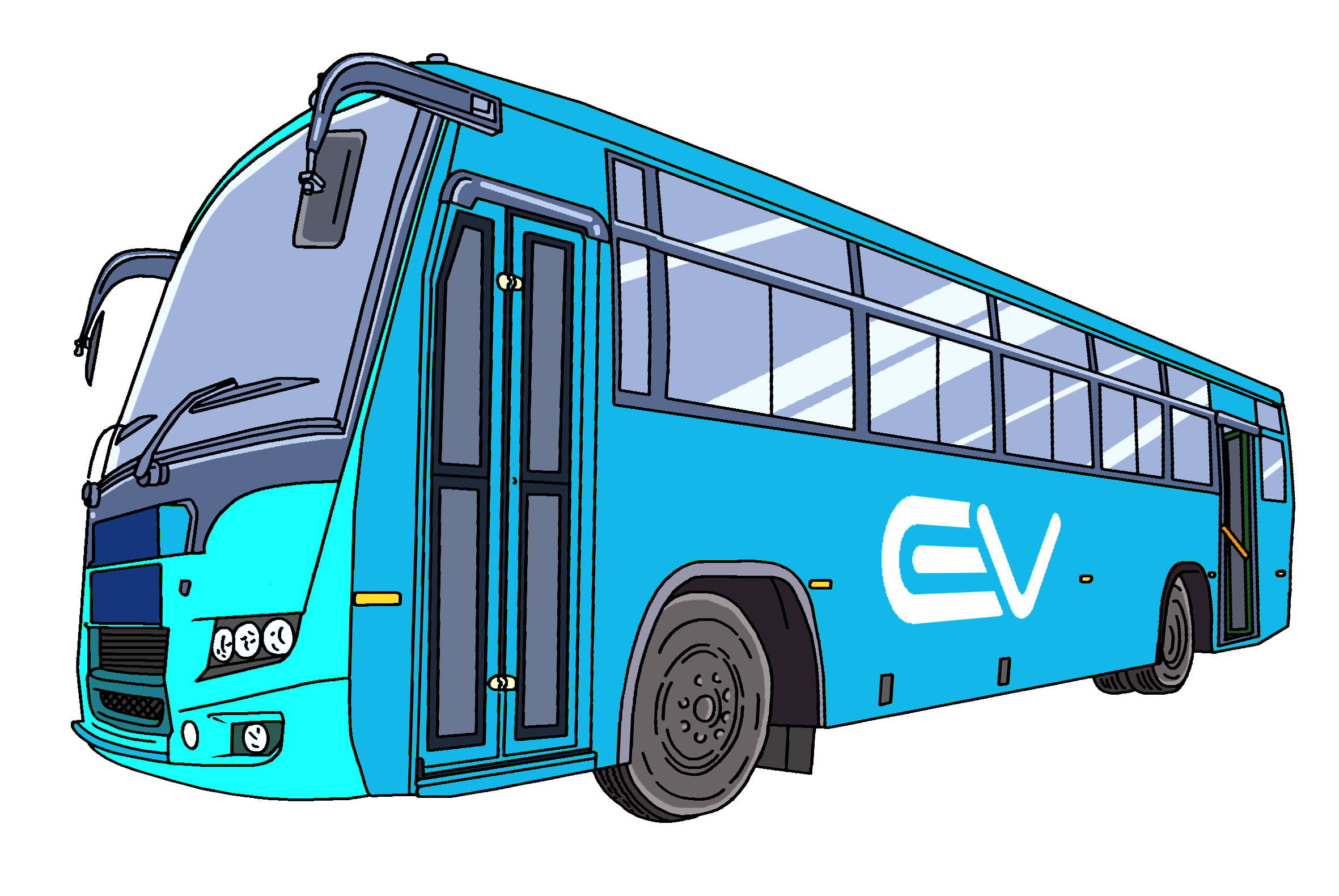 Electric Bus EV Bus clipart drawing illustration picture