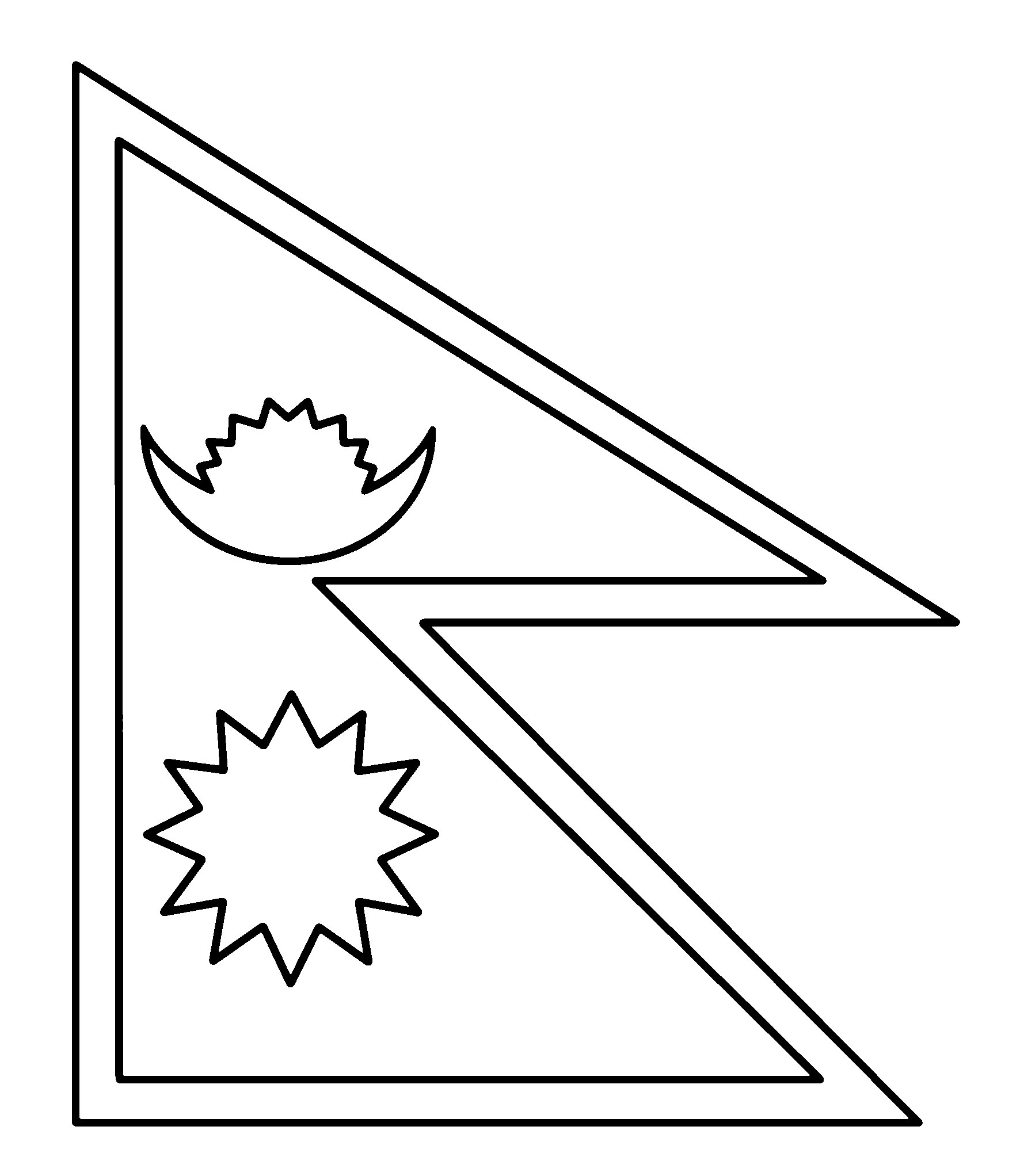 Flag of Nepal Outline drawing. Nepal flag