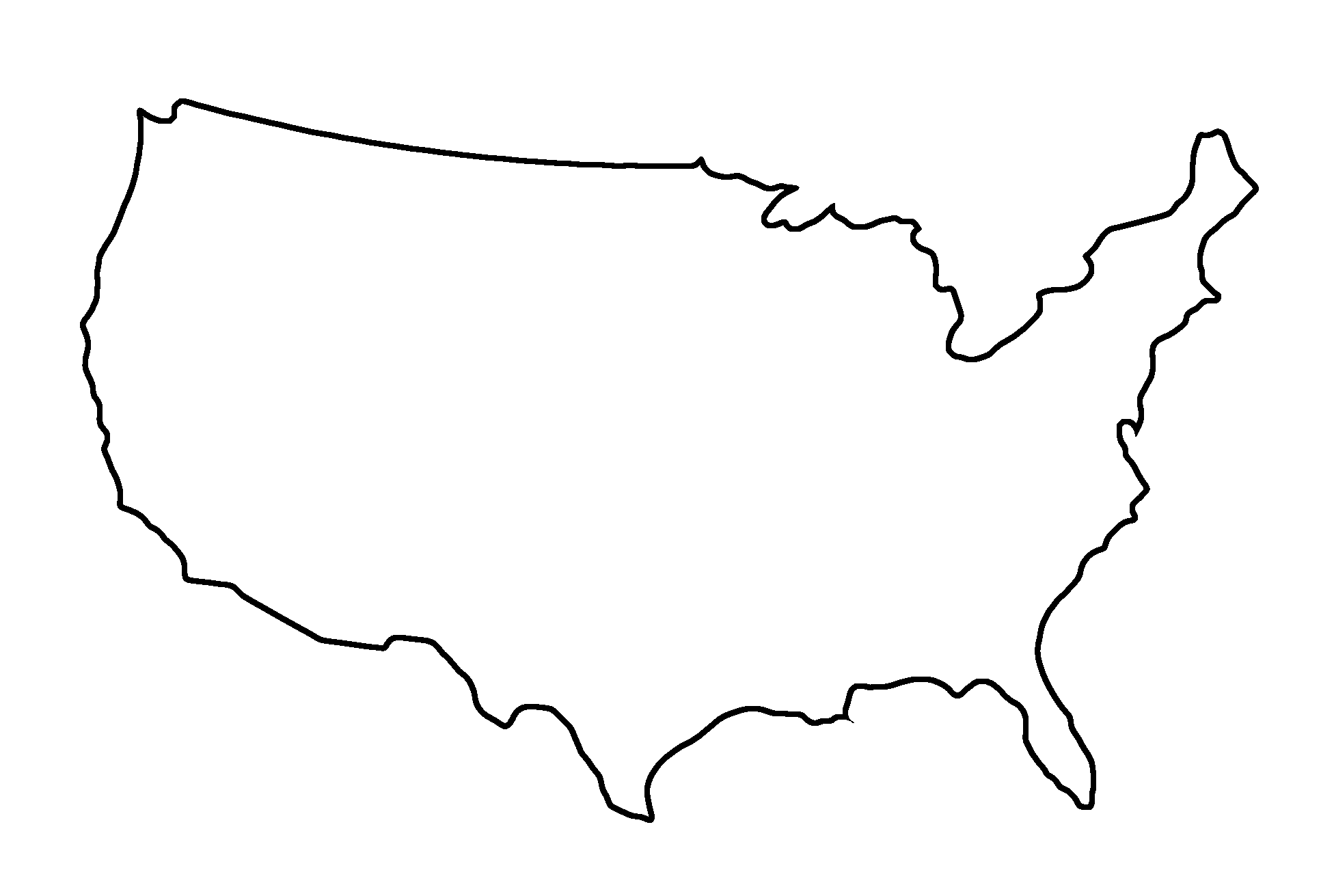Outline map of United States of America USA PNG