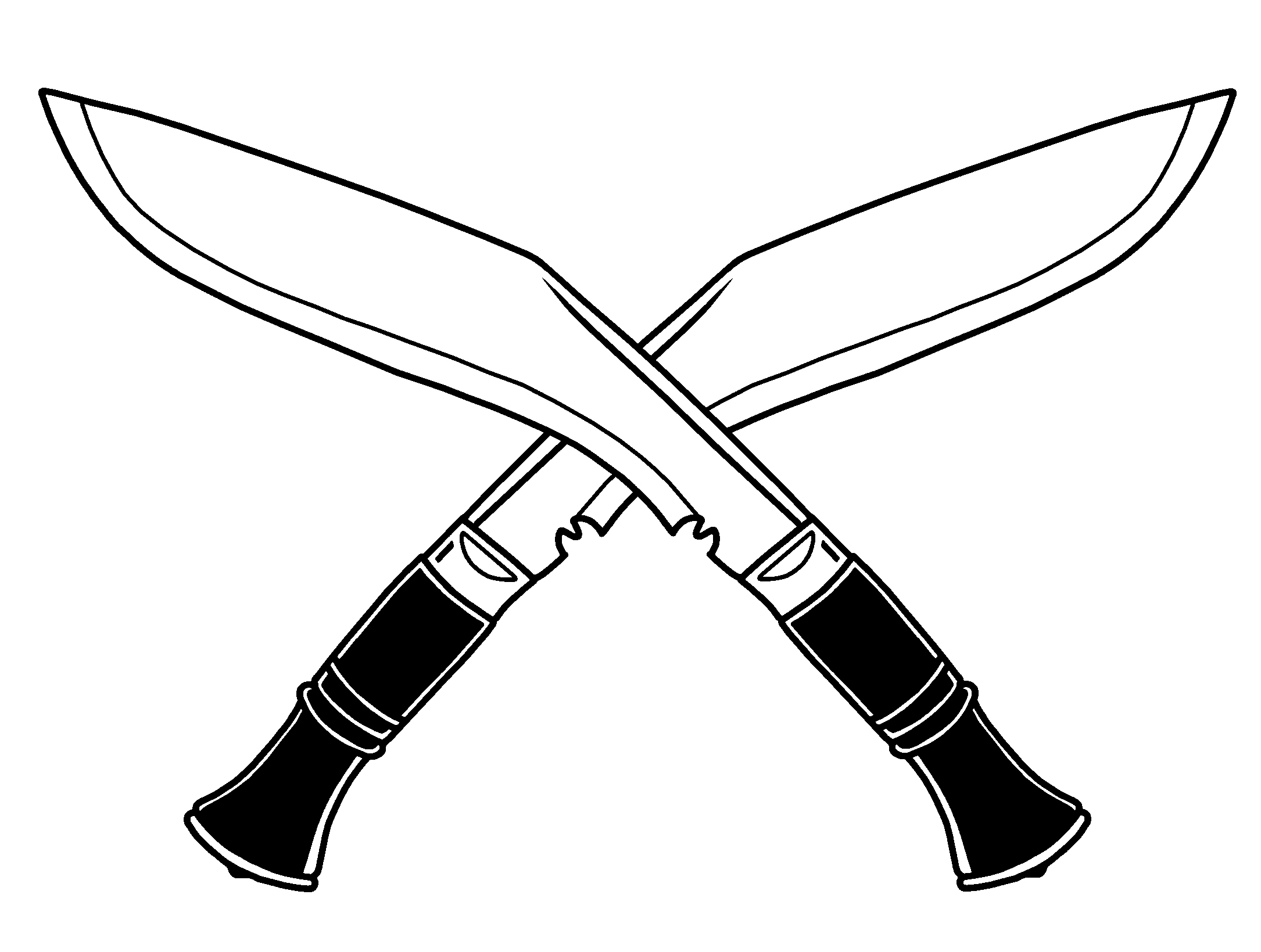 Khukuri cross logo clipart drawing