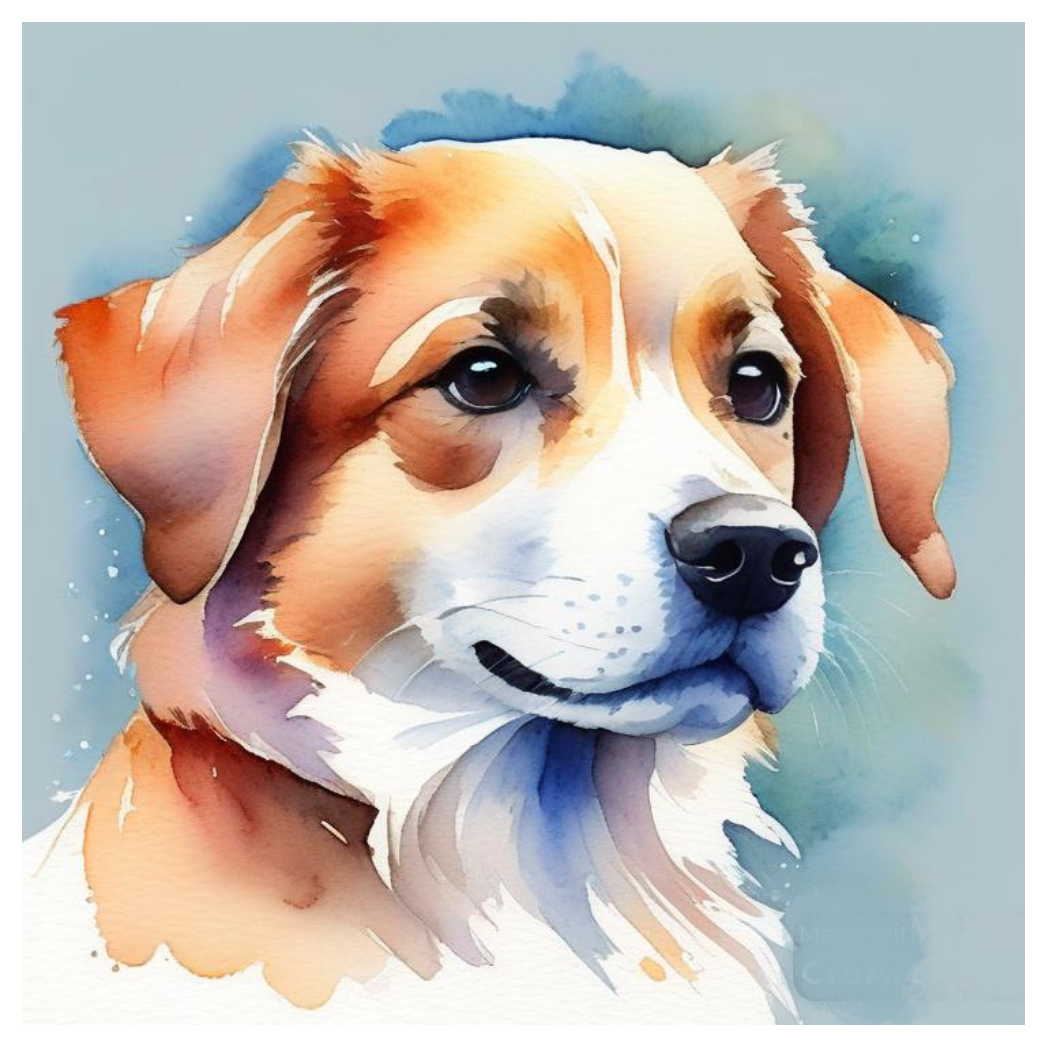 Doggo drawing watercolor clipart illustration