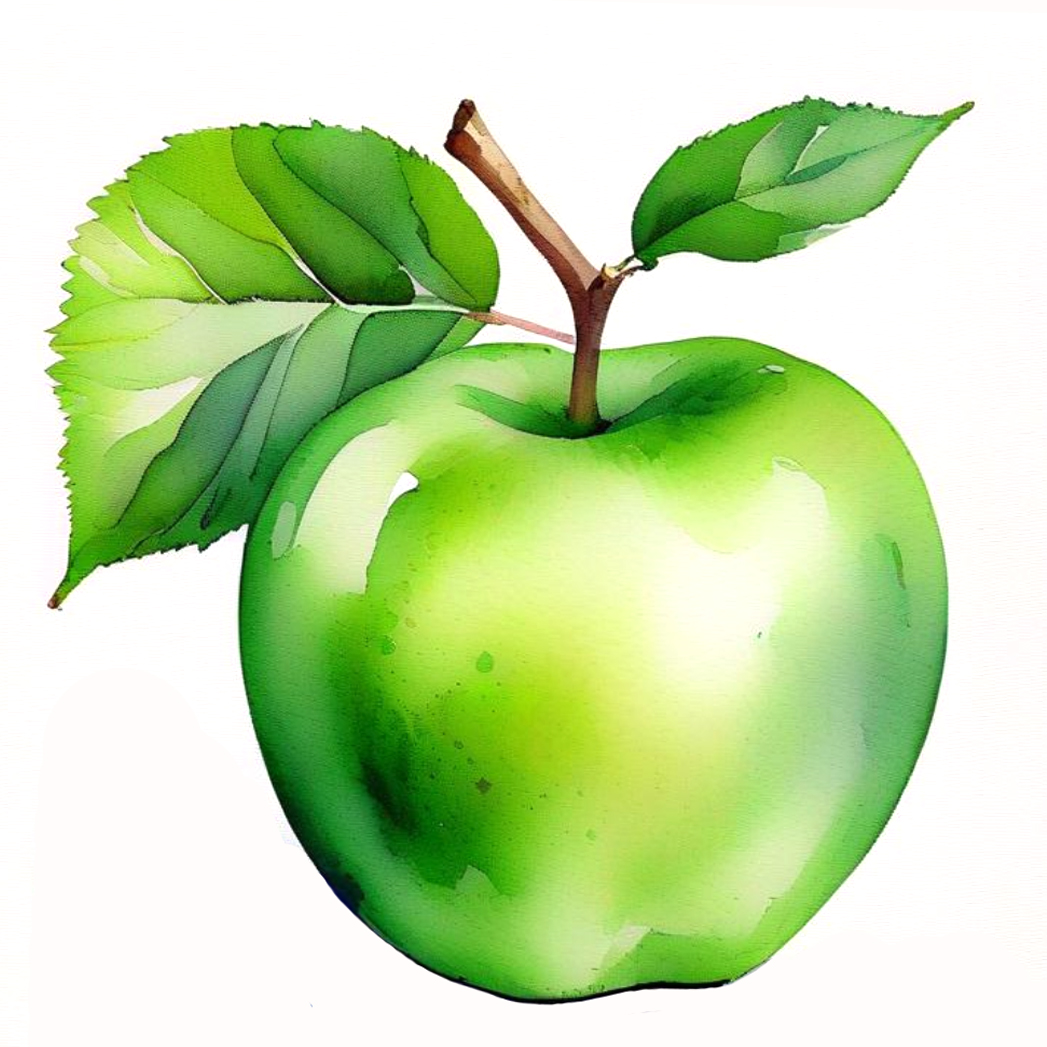Mustang apple drawing watercolor clipart illustration