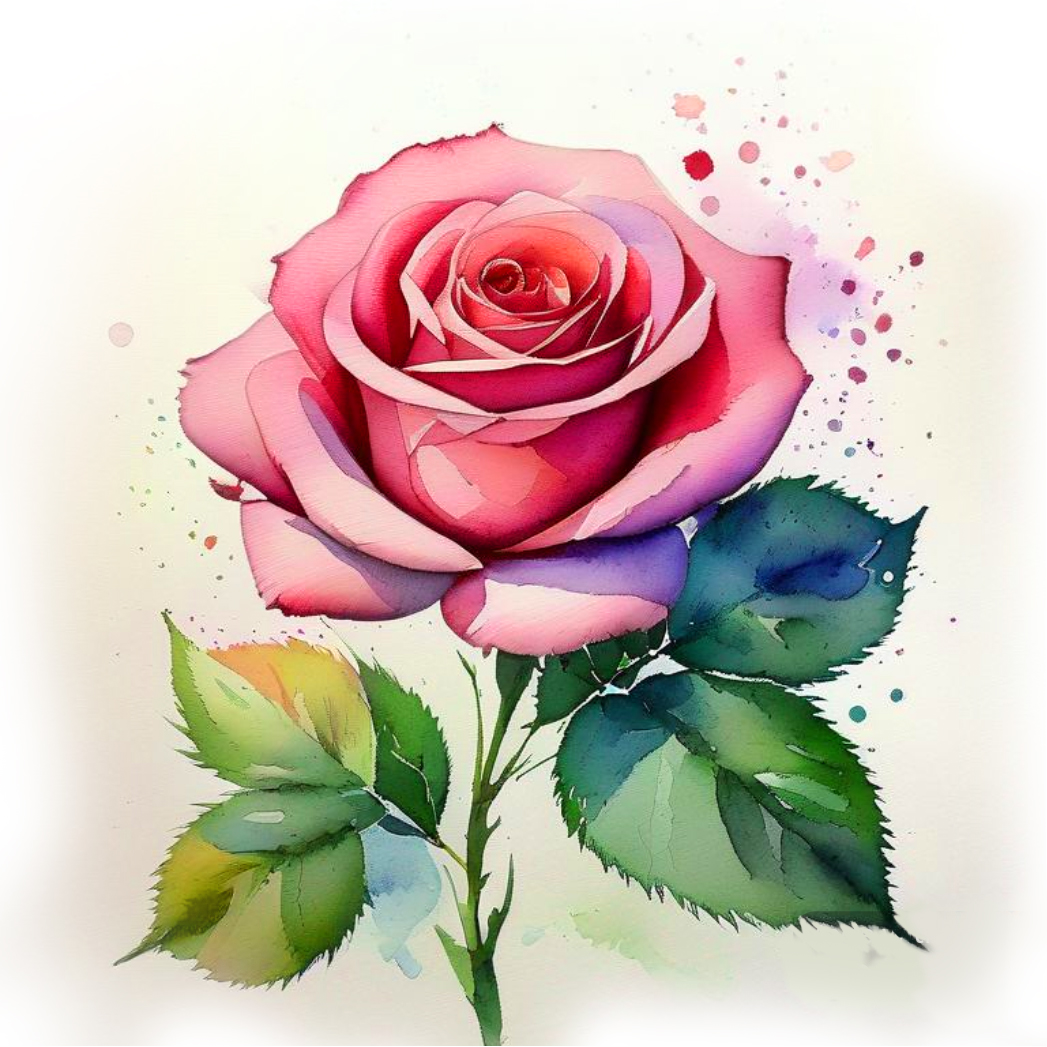 Red rose watercolor drawing sketch clipart