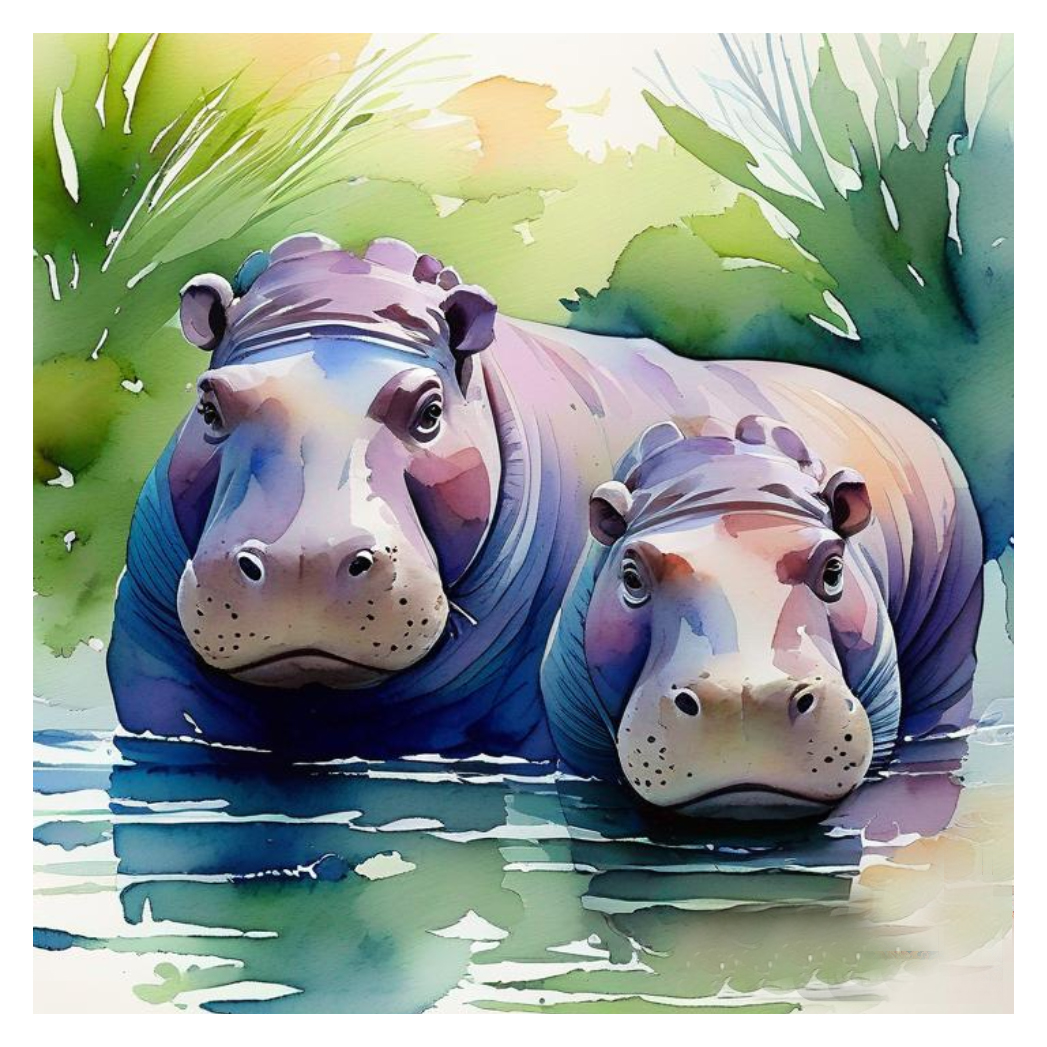 hippopotamus watercolor drawing sketch clipart jalagaida