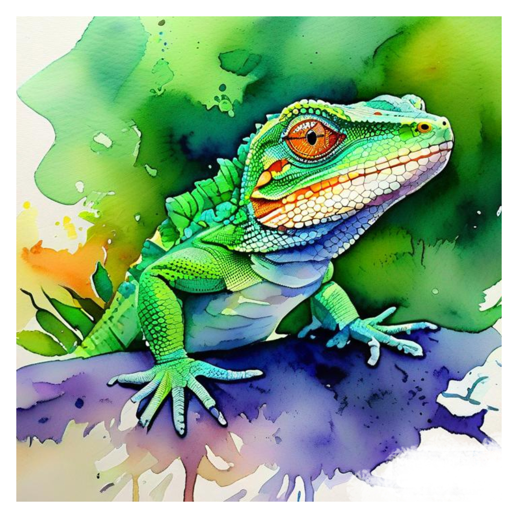 lizard drawing watercolor illustration clipart